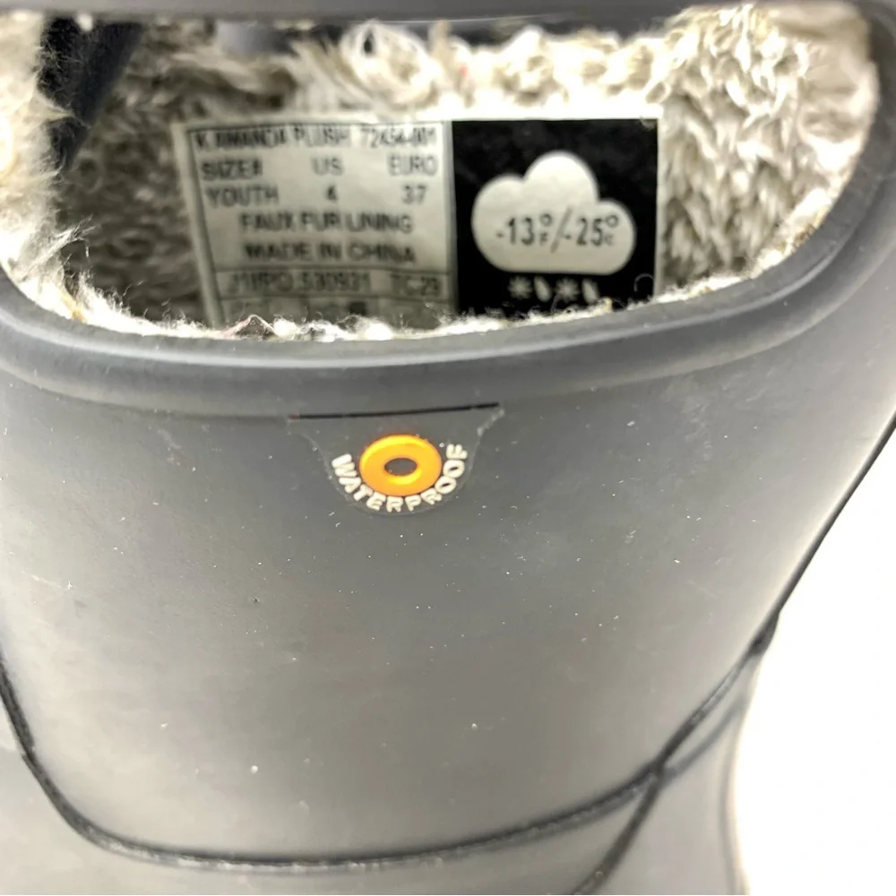 Bogs Amanda Plush Waterproof Lace Up Mid Winter Boots Youth 4/37 Warm Rain Snow - Picture 11 of 16
